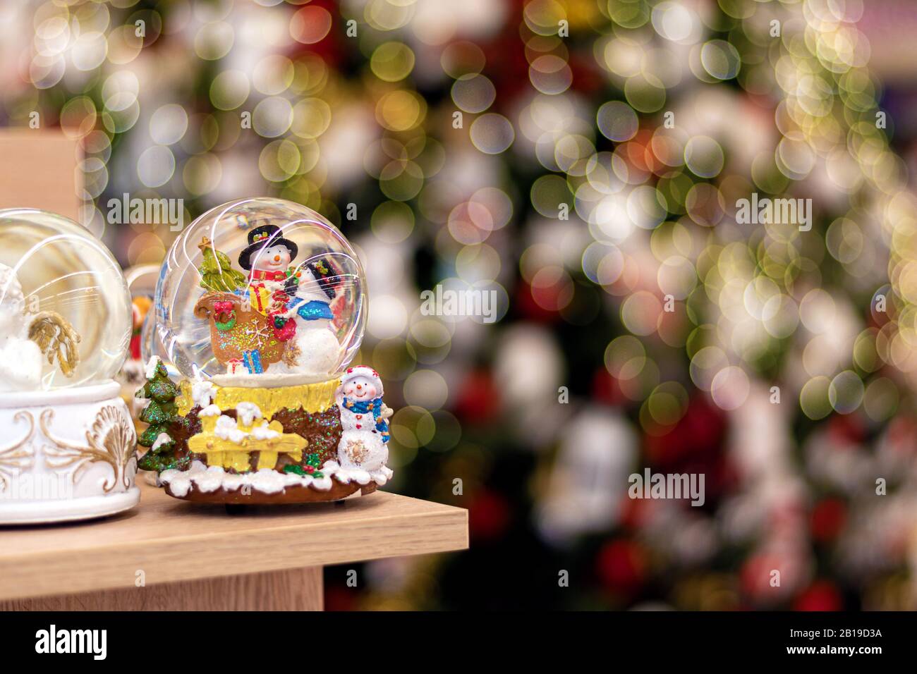 Christmas decorations displayed for selling at the store Stock Photo