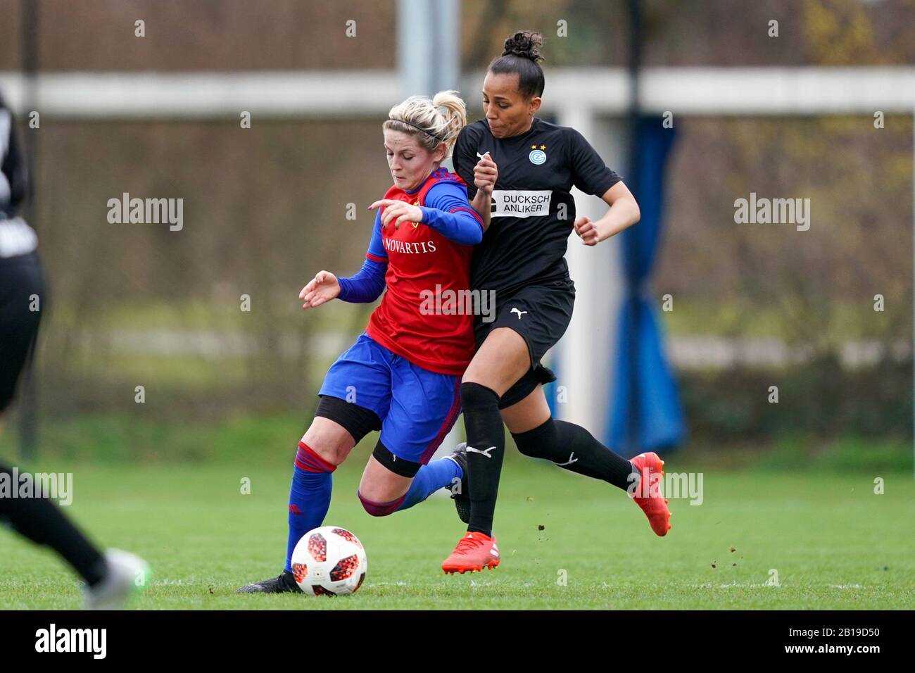 Basel Switzerland Feb 23rd Elisabeth Mayr Of Fc Basel In Action Against Caroline Muller Of Gc During The National Liga A Women Game Between Fc Basel 1893 Frauen And Grasshopper Club Zurich
