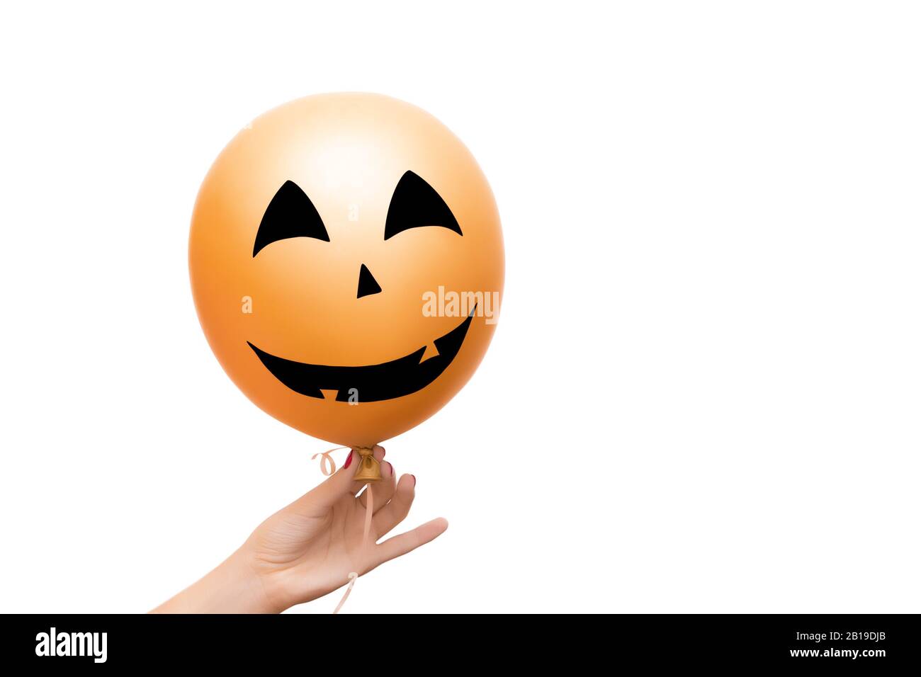 Decorative orange balloon for Halloween party on white background Stock Photo