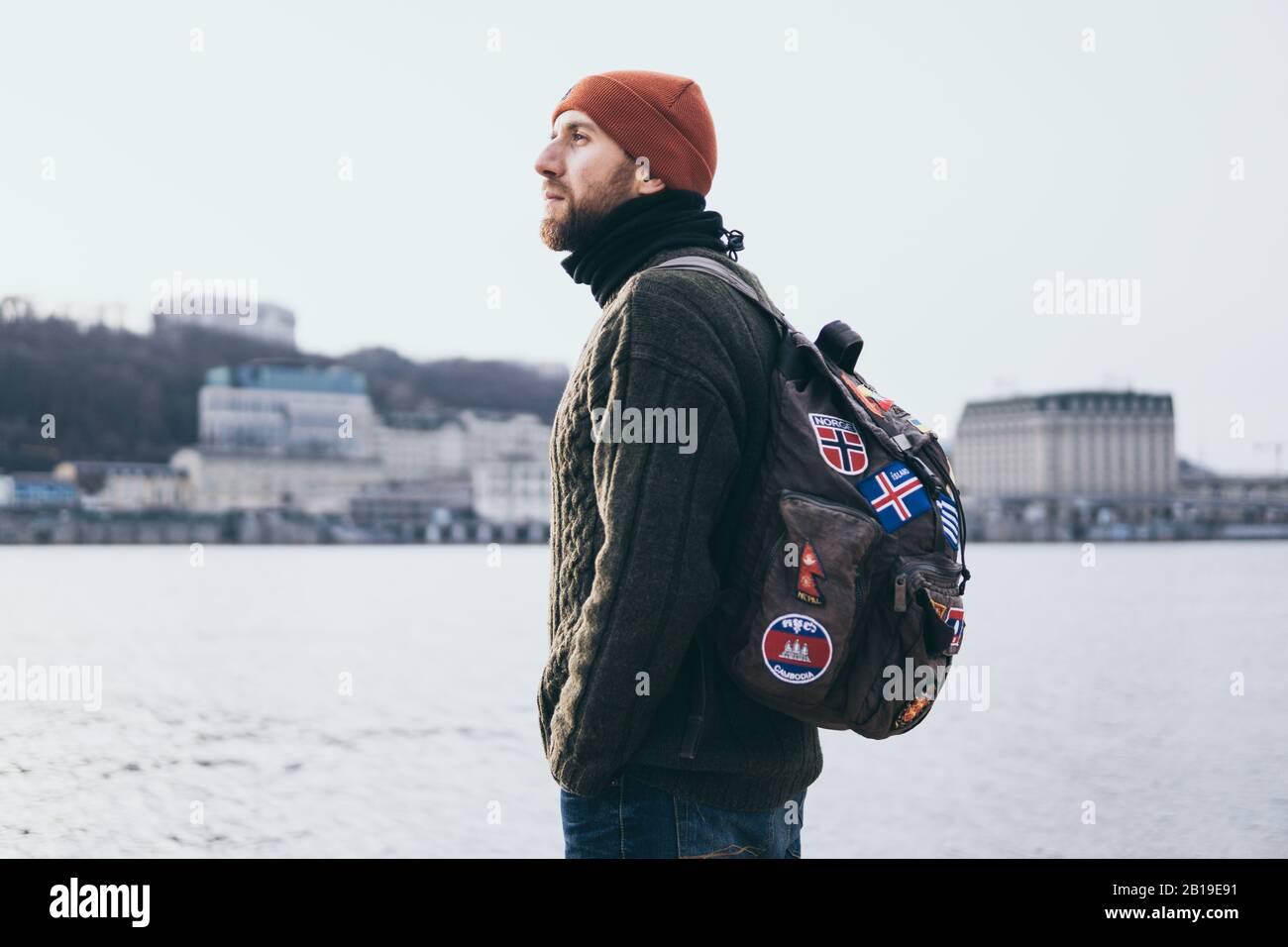 World traveler backpack patches hi-res stock photography and images - Alamy