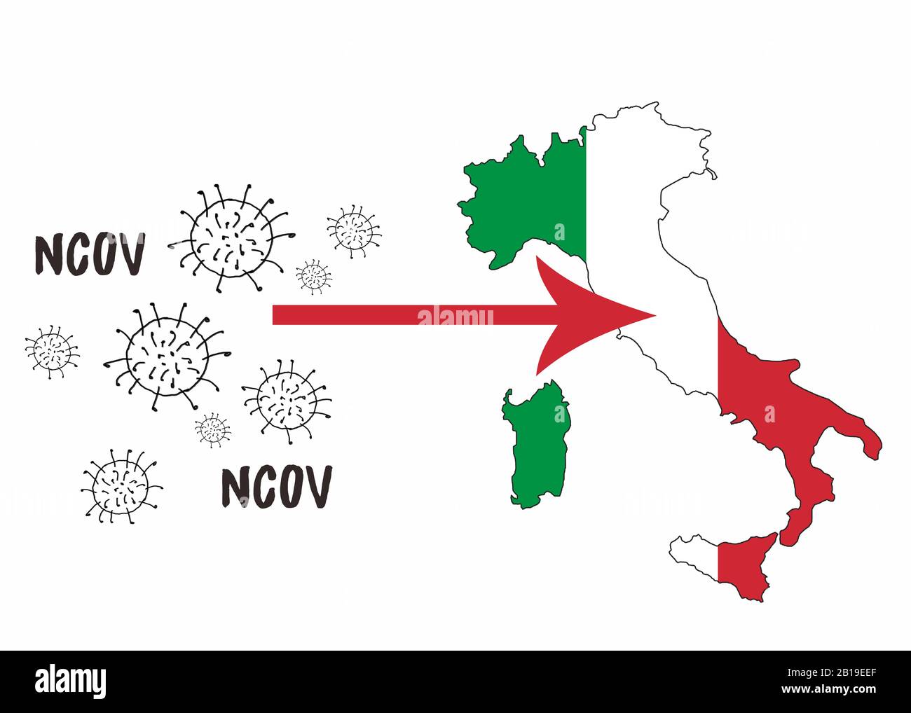 Coronavirus goes to Italy danger in Italy Stock Photo