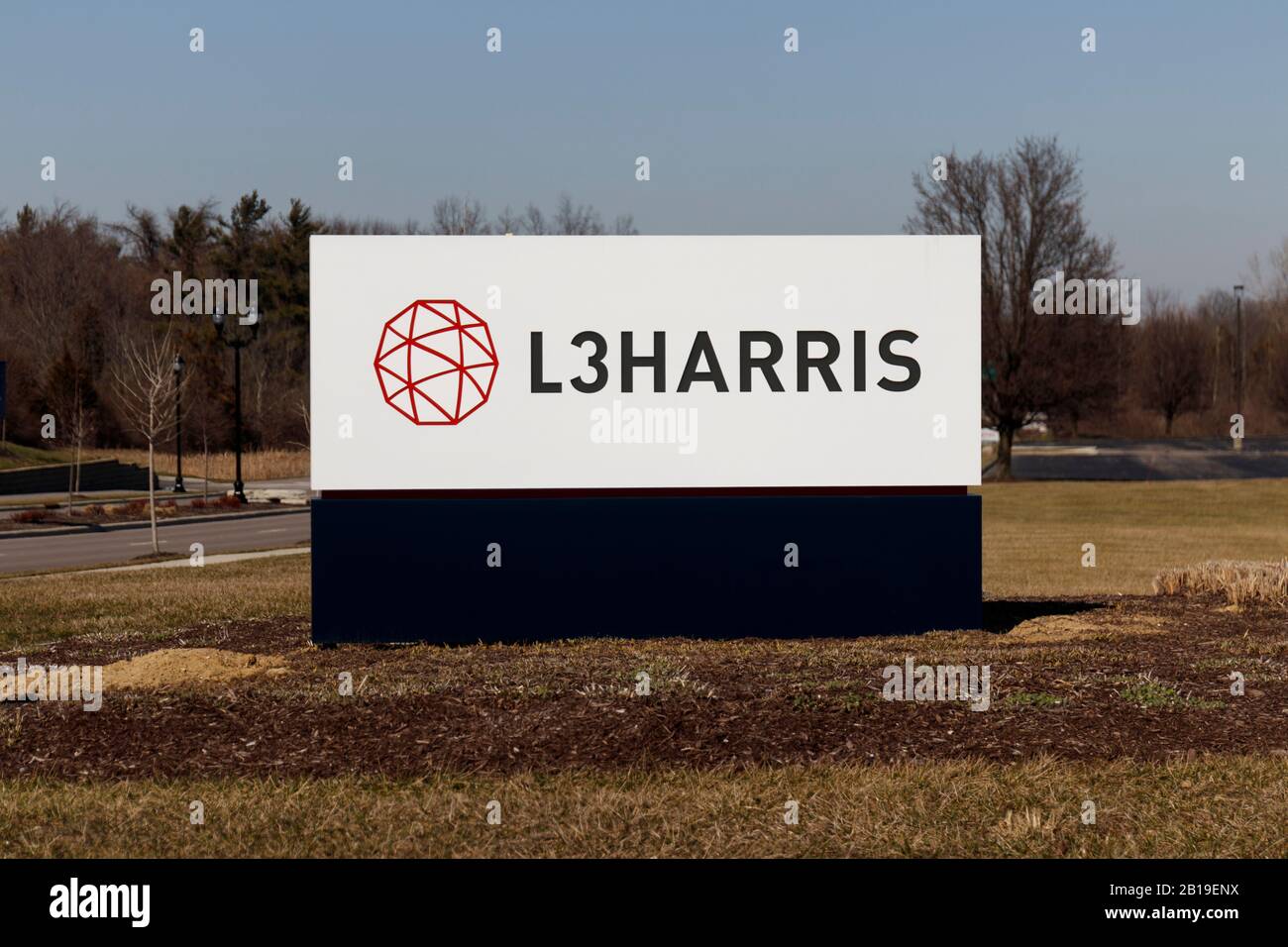 Mason - Circa February 2020: L3Harris Technologies location. L3Harris Space and Sensors is a manufacturer of space electronics for next generation Ear Stock Photo