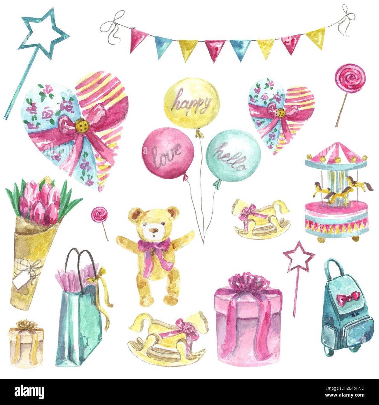 Colorful Birthday celebration with the balloons clipart free image