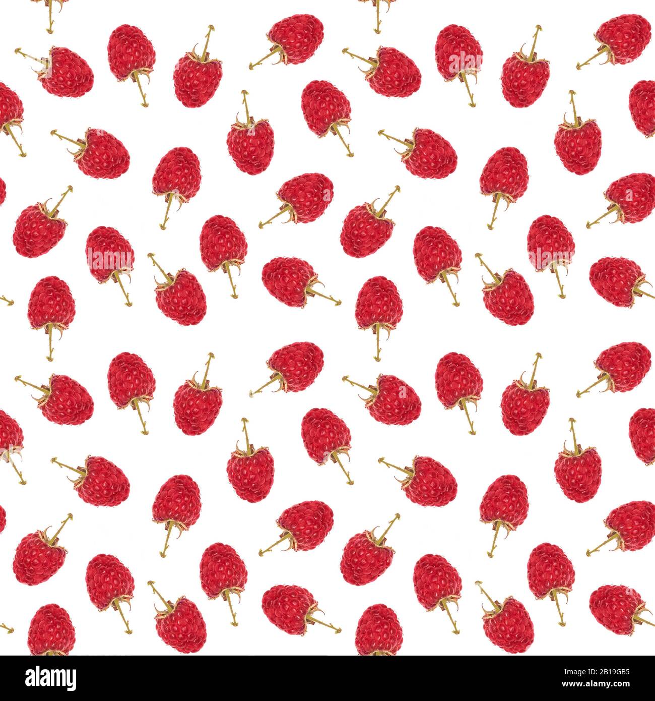 Seamless pattern of raspberry on white background. Stock Photo