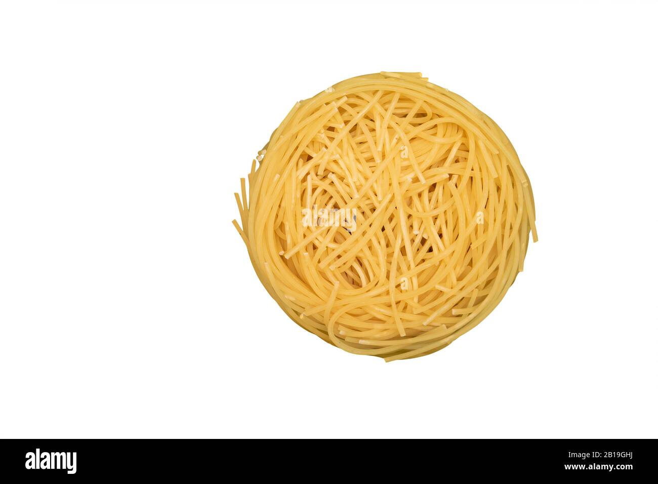 Italian pasta tagliatelle isolated on white background. Stock Photo