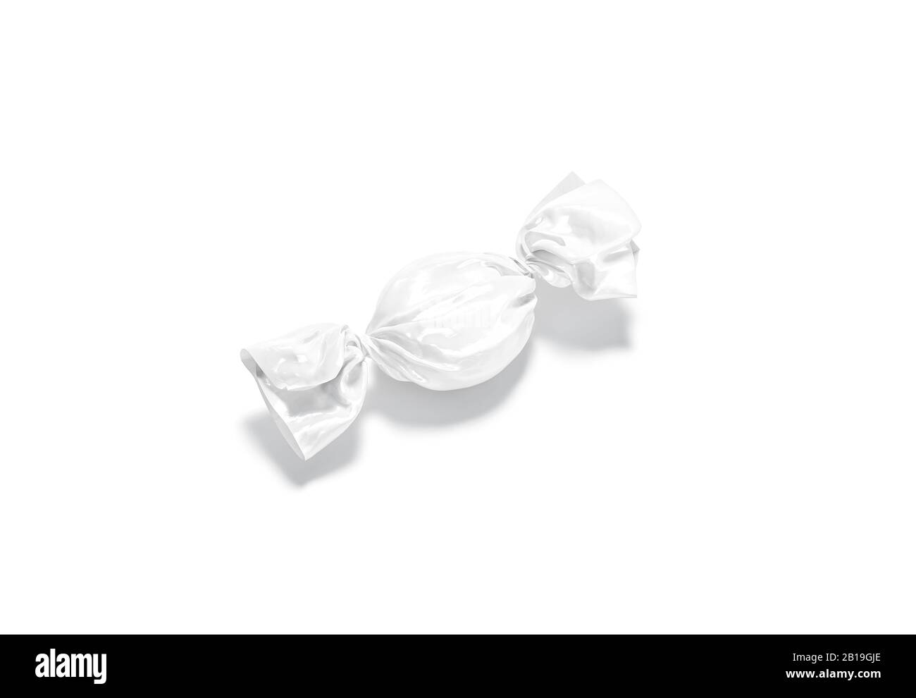 Blank white hadn candy foil wrapper mockup, side view Stock Photo