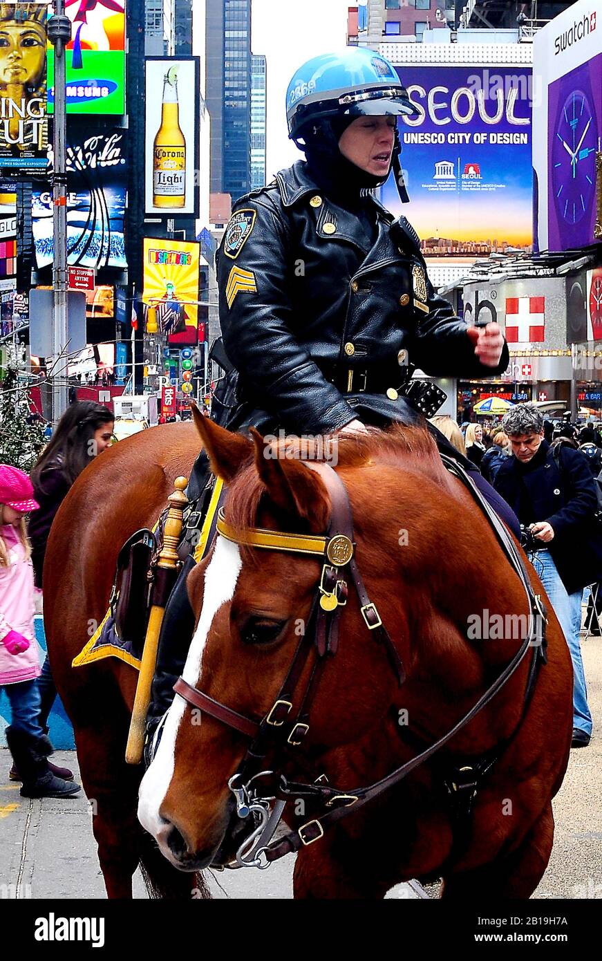 NYPD Officer on horseback in Times Square New York City, United Sates ...