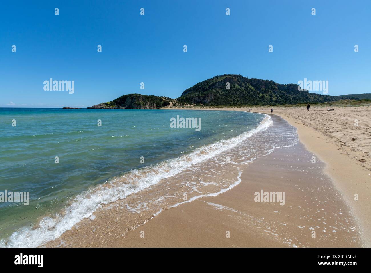 Sandy beaches of Peloponnese, white sand beach Voidokilias near small town Pylos, Greece Stock Photo