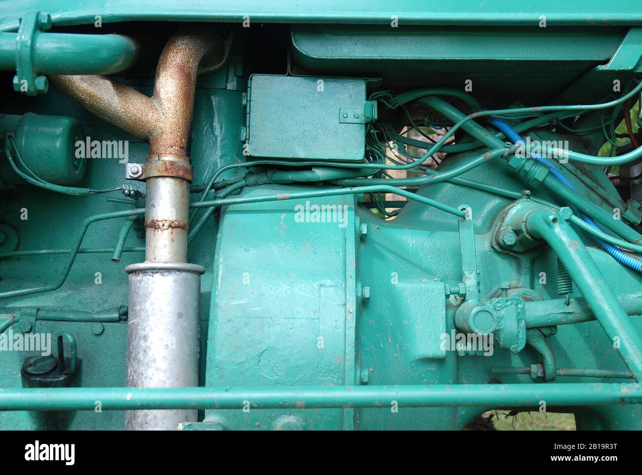 Old vintage tractor engine block detail view Stock Photo Alamy