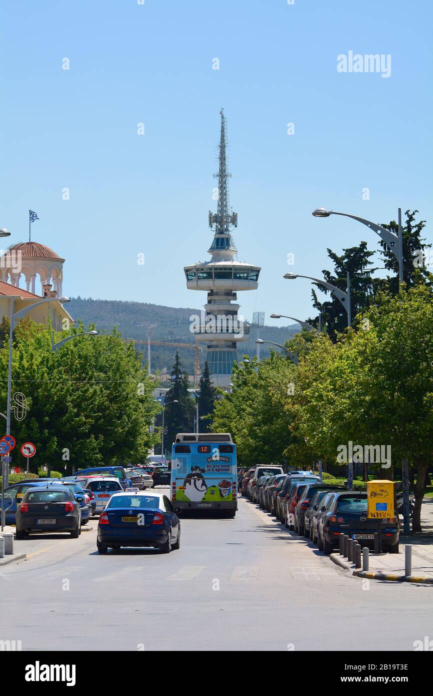 Thessaloniki, Greece June 09, 2017 Cars on road and communication