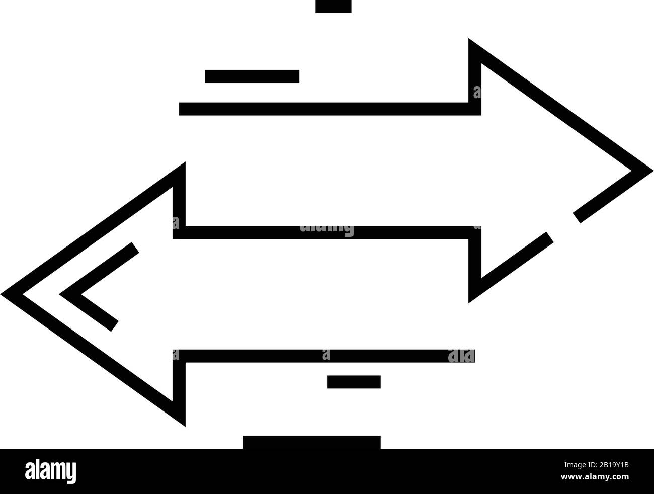 Conflicting directions line icon, concept sign, outline vector ...