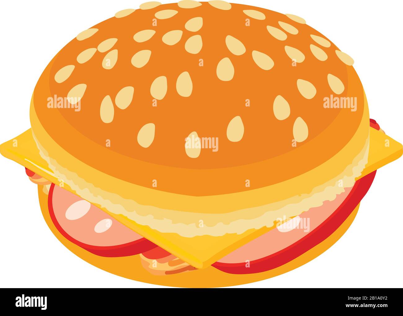 Tasty cheeseburger icon, isometric style Stock Vector
