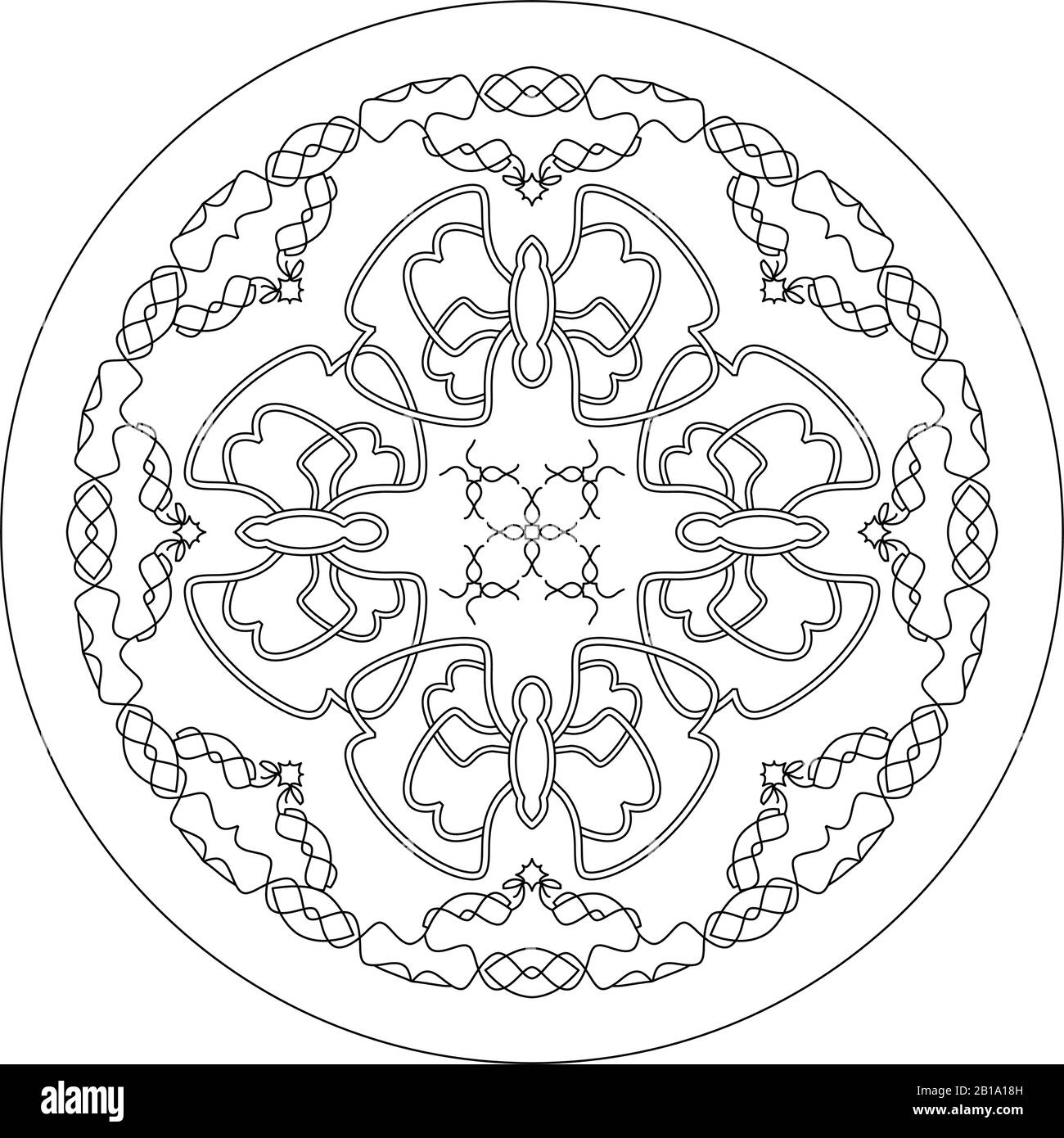 Mandala coloring page. Butterflies mandala, illustration vector. Art ...