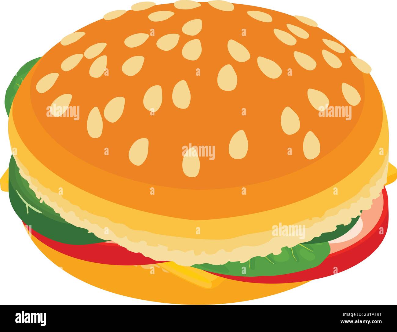 large burger icon, isometric style Stock Vector