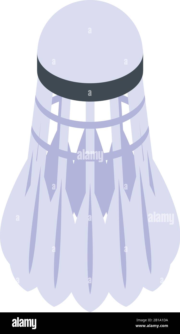 Feather shuttlecock icon, isometric style Stock Vector