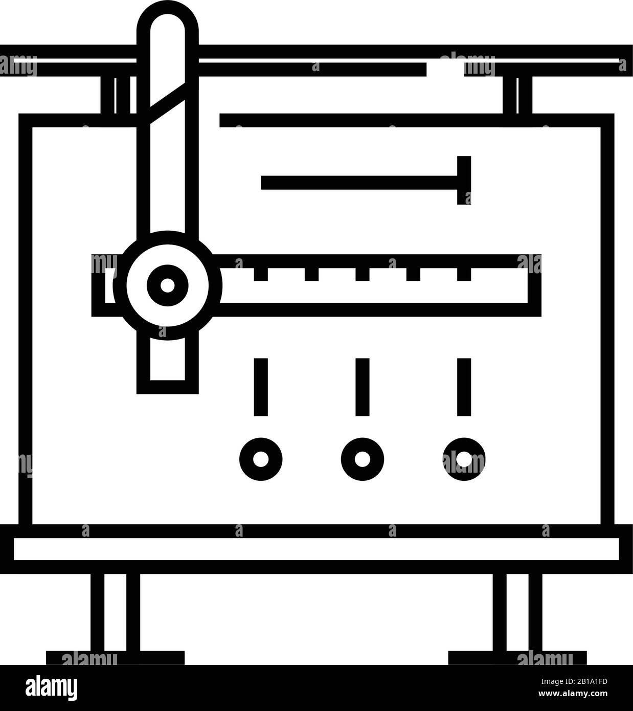 Dimension desk line icon, concept sign, outline vector illustration ...