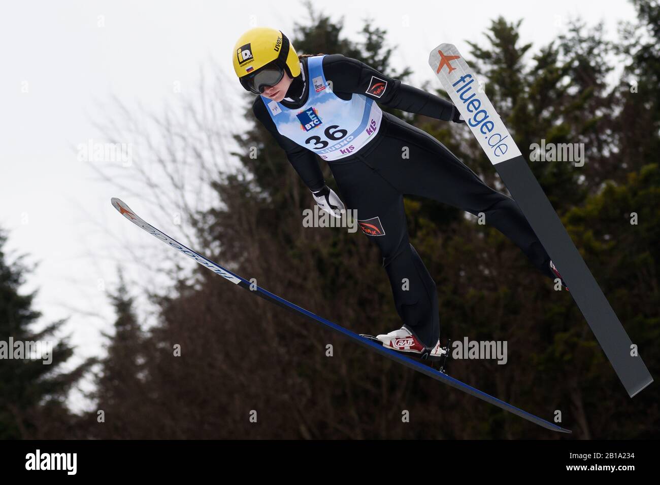 Anna Shpyneva of Russia competes during the FIS Ski Jumping World Cup Ljubno 2020  February 23, 2020  in Ljubno, Slovenia. (Photo by Rok Rakun/Pacific Press/Sipa USA) Stock Photo
