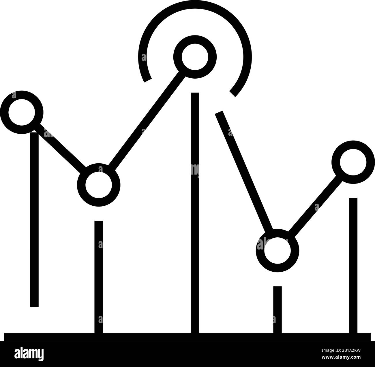 Dot plot line icon, concept sign, outline vector illustration, linear symbol. Stock Vector