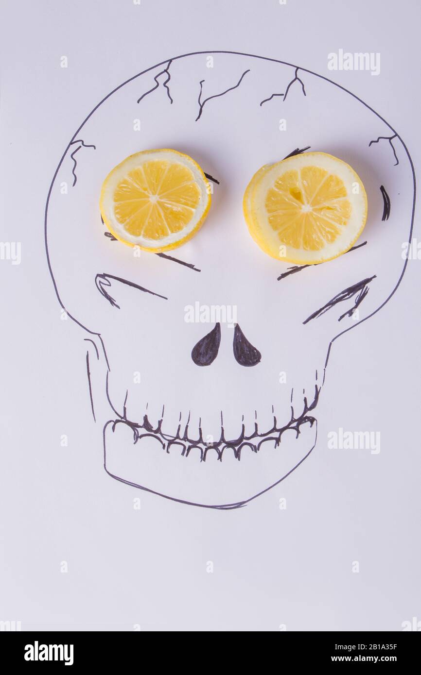 Hand drawn skull on white background Stock Photo - Alamy
