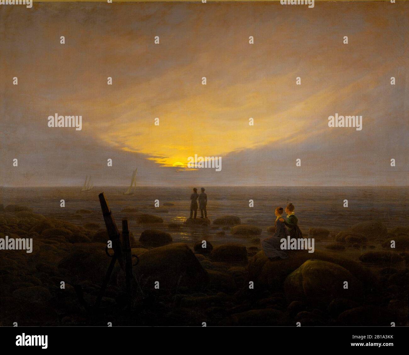 Caspar David Friedrich Mondaufgang über dem Meer (1821 Stock Photo