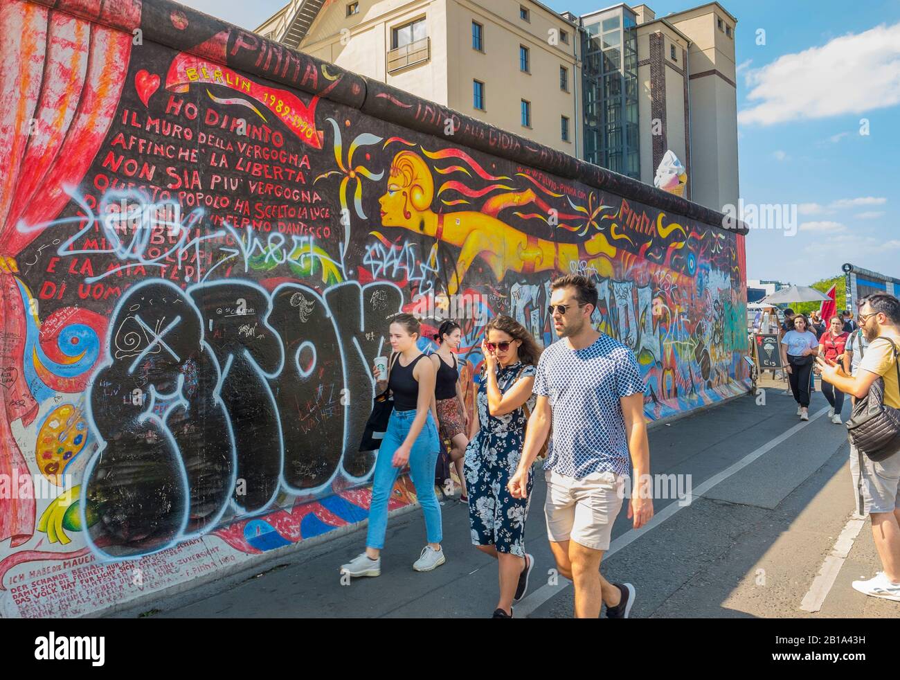 visitors at east side gallery Stock Photo