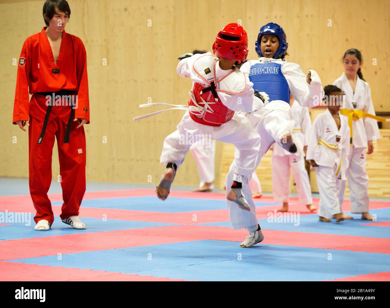 Taekwondo girl spinning jump kicks image Telegraph