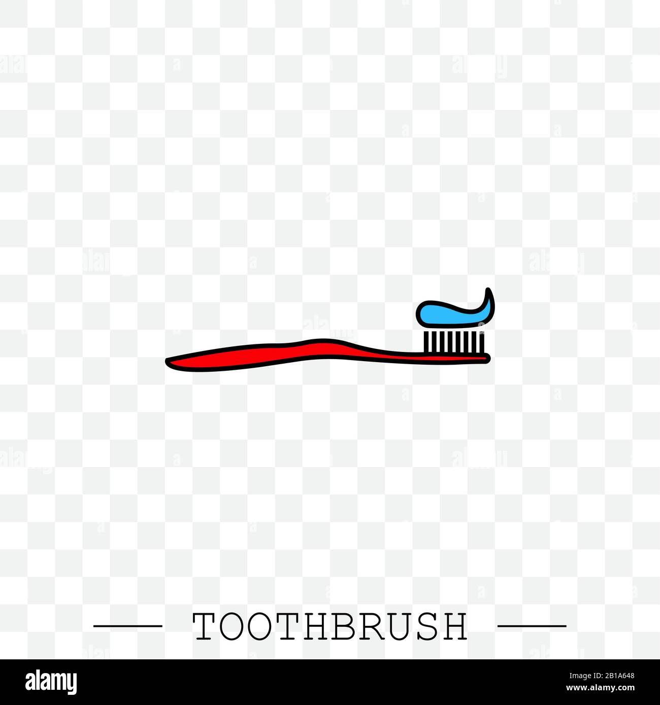 Vector color icon of toothbrush with applied toothpaste portion ...