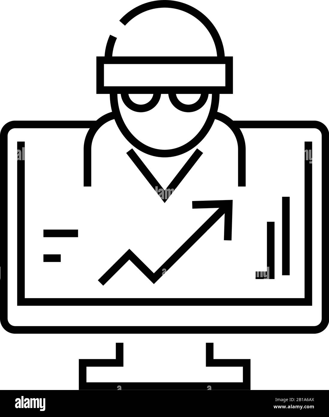 Data espionage line icon, concept sign, outline vector illustration, linear symbol. Stock Vector