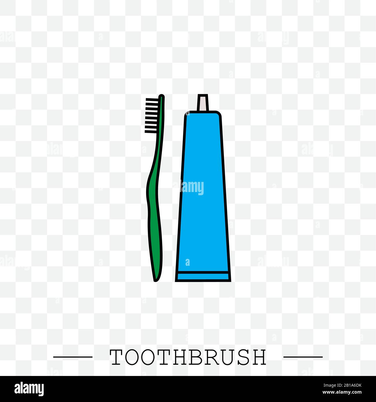 Vector color icon of toothbrush and a tube of toothpaste. Toothbrush ...