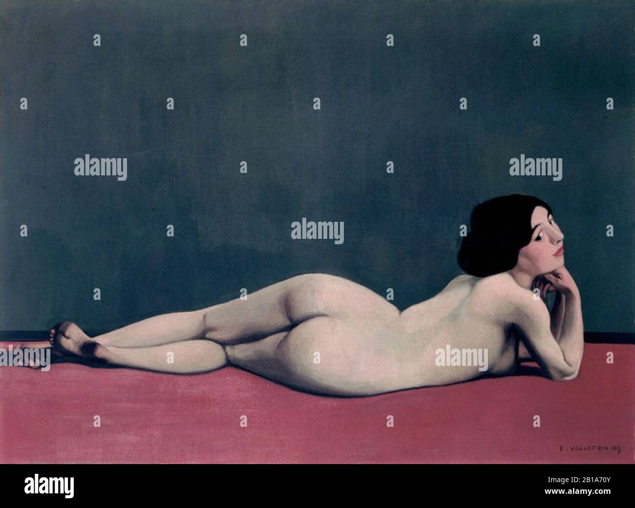 Affiche Félix Vallotton – Nu Au Dos Sur Un Canapé Rouge, Poster D'art Multicolore, JUNIWORDS®