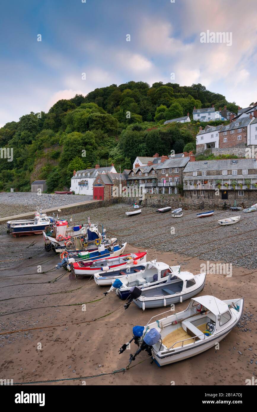 The harbour village of Clovelly on the North Devon coast from the harbour wall, England. Stock Photo