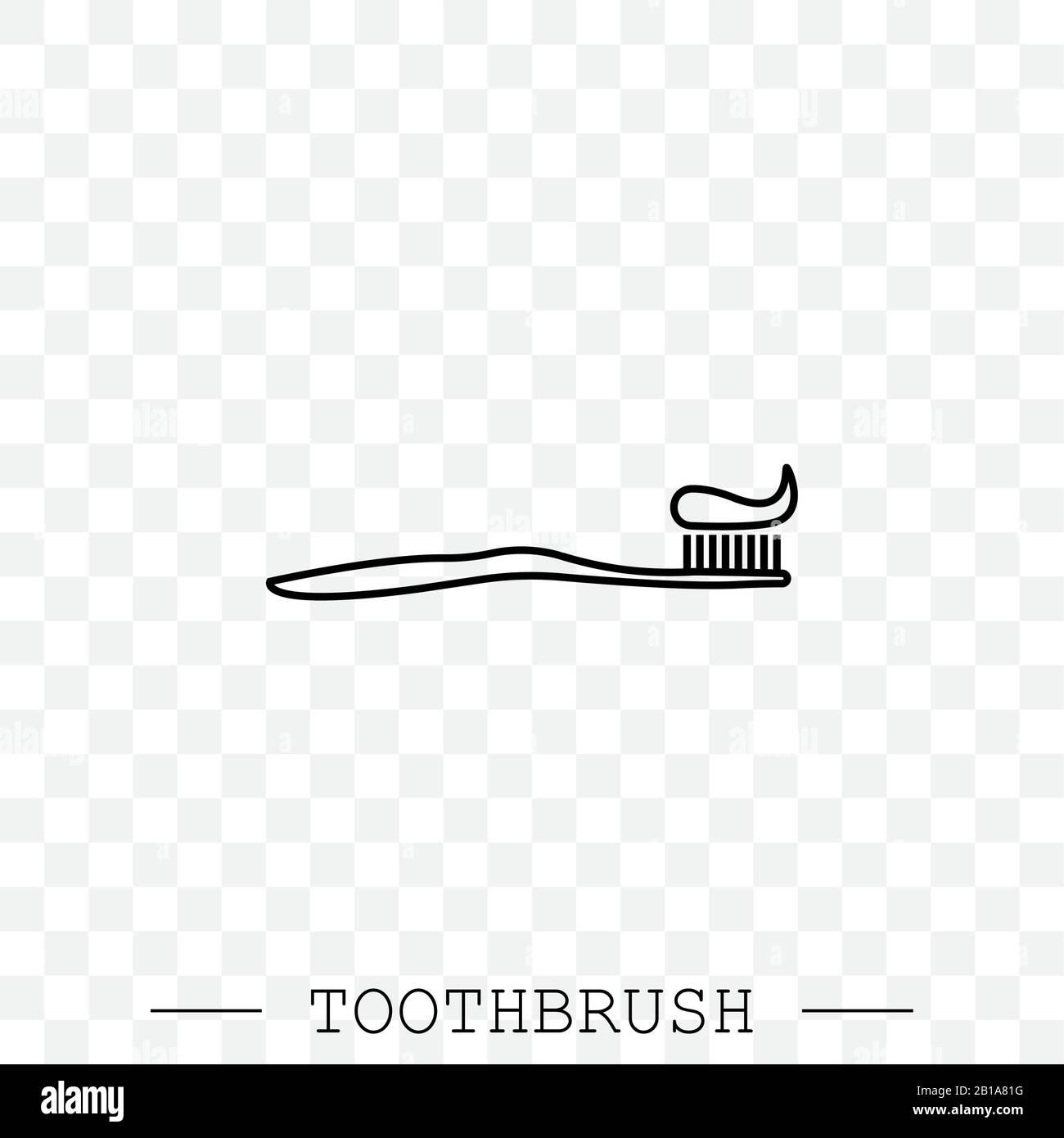 Vector line icon of toothbrush with applied toothpaste portion ...