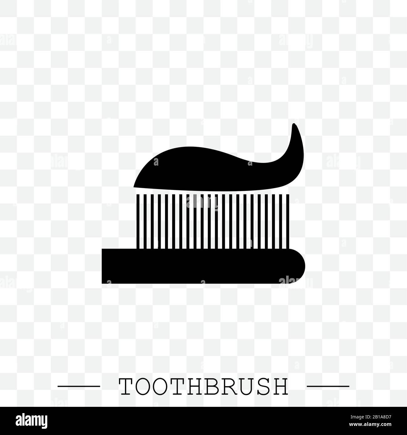 Vector icon of toothbrush with applied toothpaste portion. Toothbrush ...