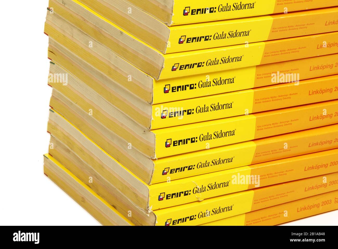 Telephone directories from Eniro. Photo Jeppe Gustafsson Stock Photo