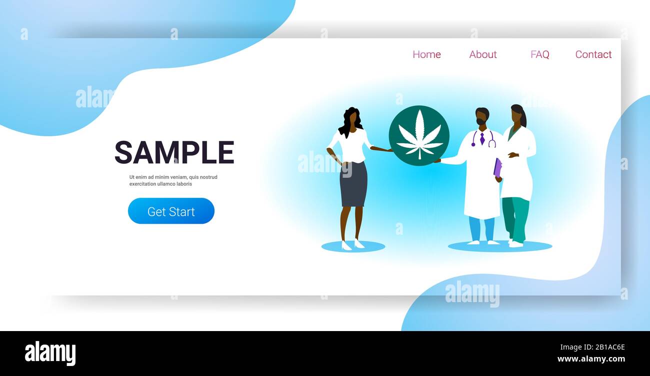 doctors offering medical marijuana to african american woman patient cannabis recipe for personal use legal drug consumption medicine concept horizontal full length copy space vector illustration Stock Vector