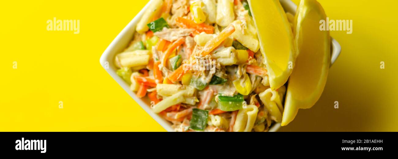 Cavatelli Pasta With Tuna And Iceberg Lettuce, Carrots, Sweet Corn And ...