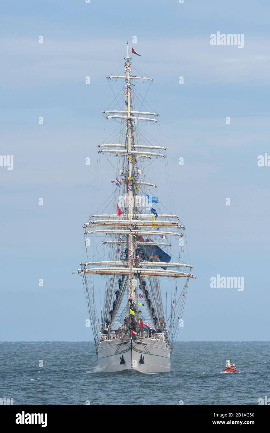The Shabab Oman II, a three-masted full-rigged ship, at the North Sea ...