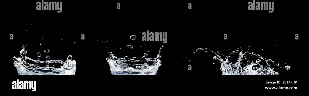Water splash and drops isolated on black background Stock Photo - Alamy