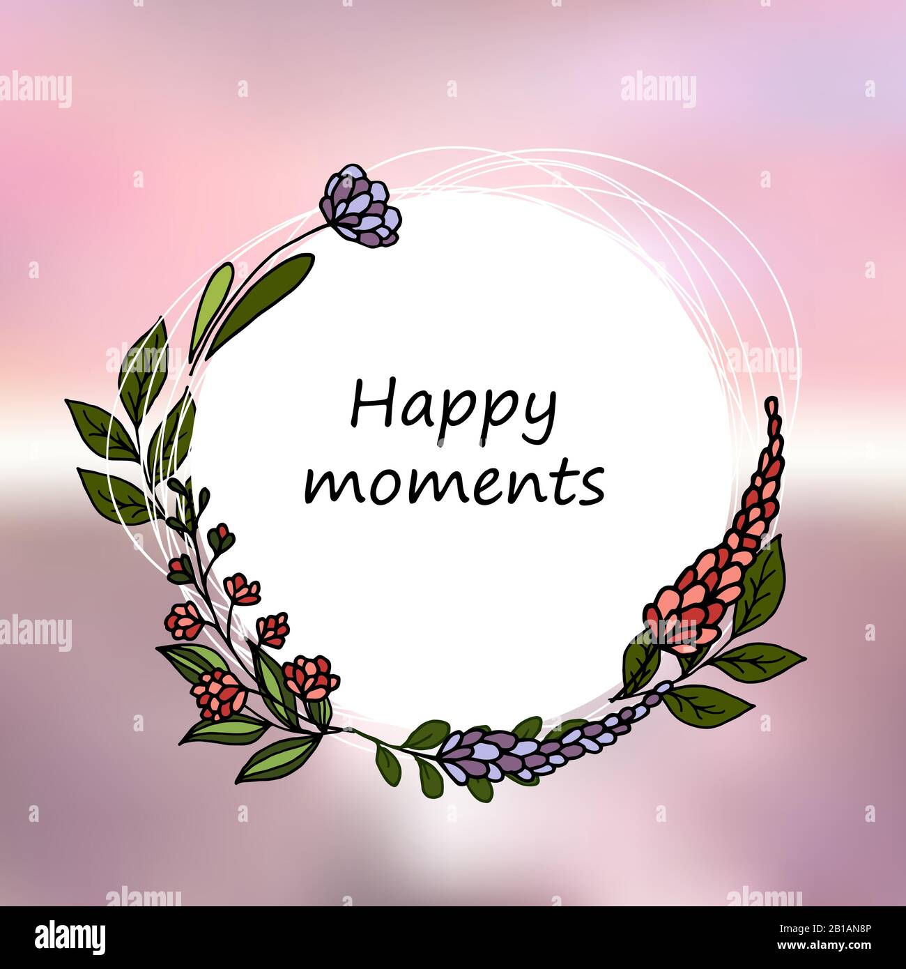 Happy moments. Wildflowers. Greeting card, banner, flyer Stock Vector