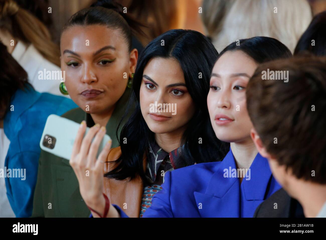 Plus size model Paloma Elsesser, Actress Camilla Mendes and actress /  dancer Olivia Sui at the Salvatore
