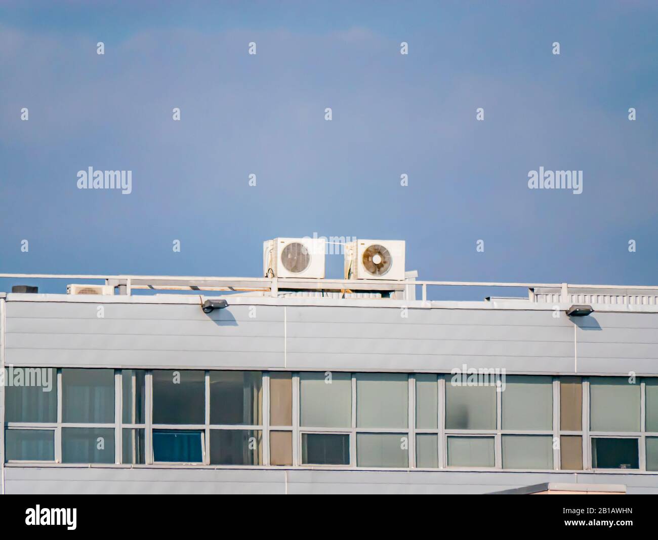 Air conditioning on the roof of an industrial building Stock Photo Alamy