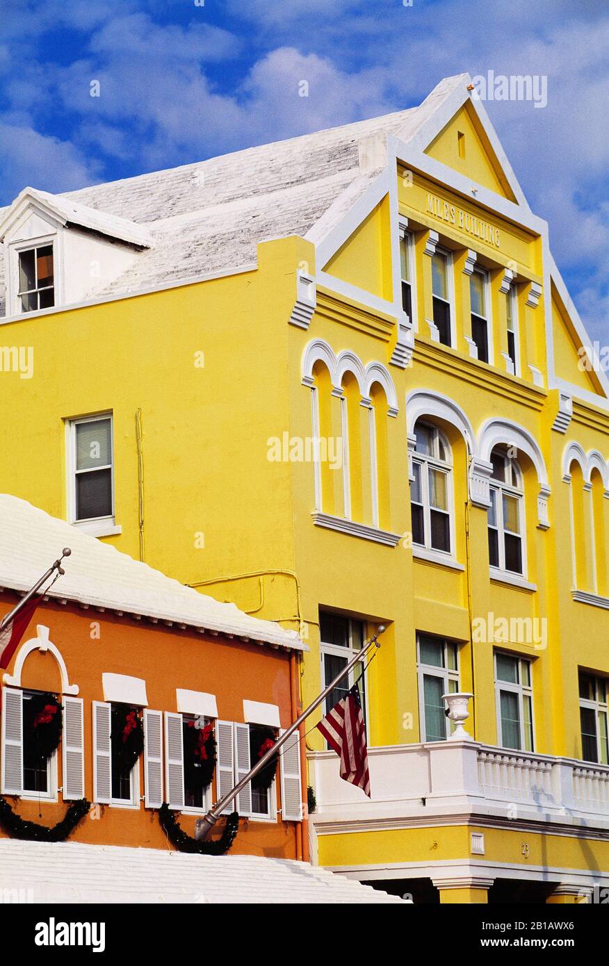 Bermuda. Hamilton. Traditional Architecture. Front Street. Miles