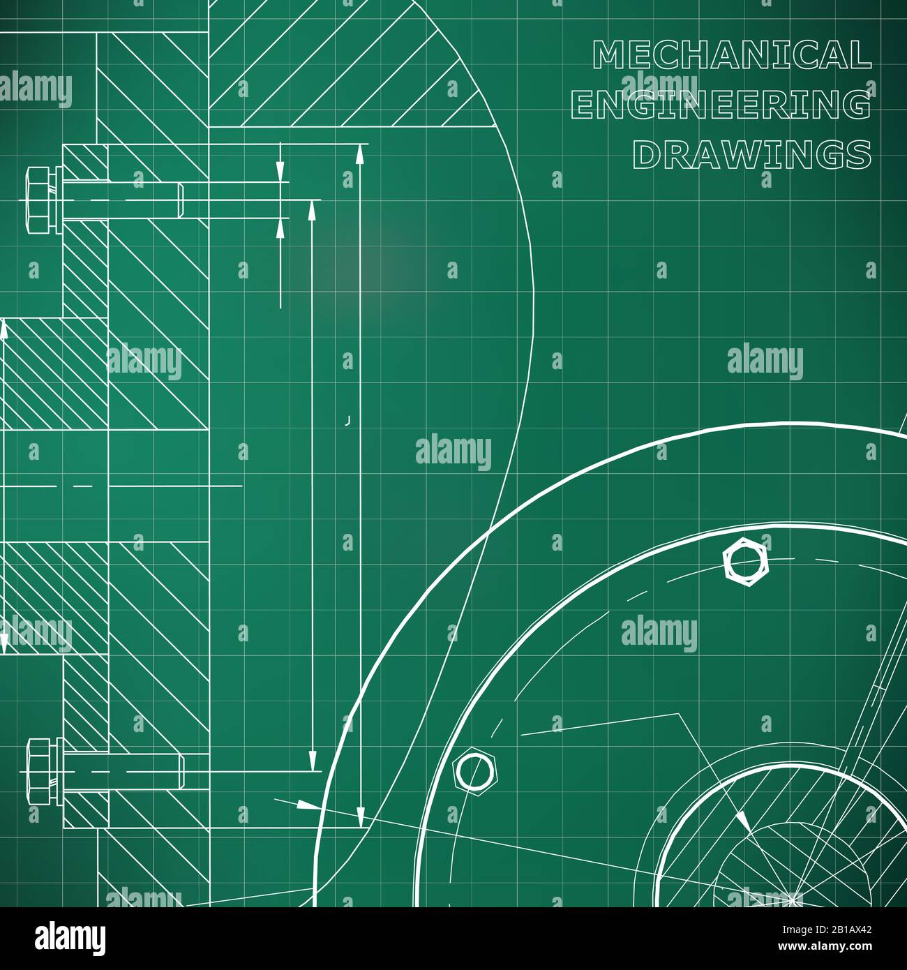 Light green background. Grid. Technical illustration. Mechanical ...