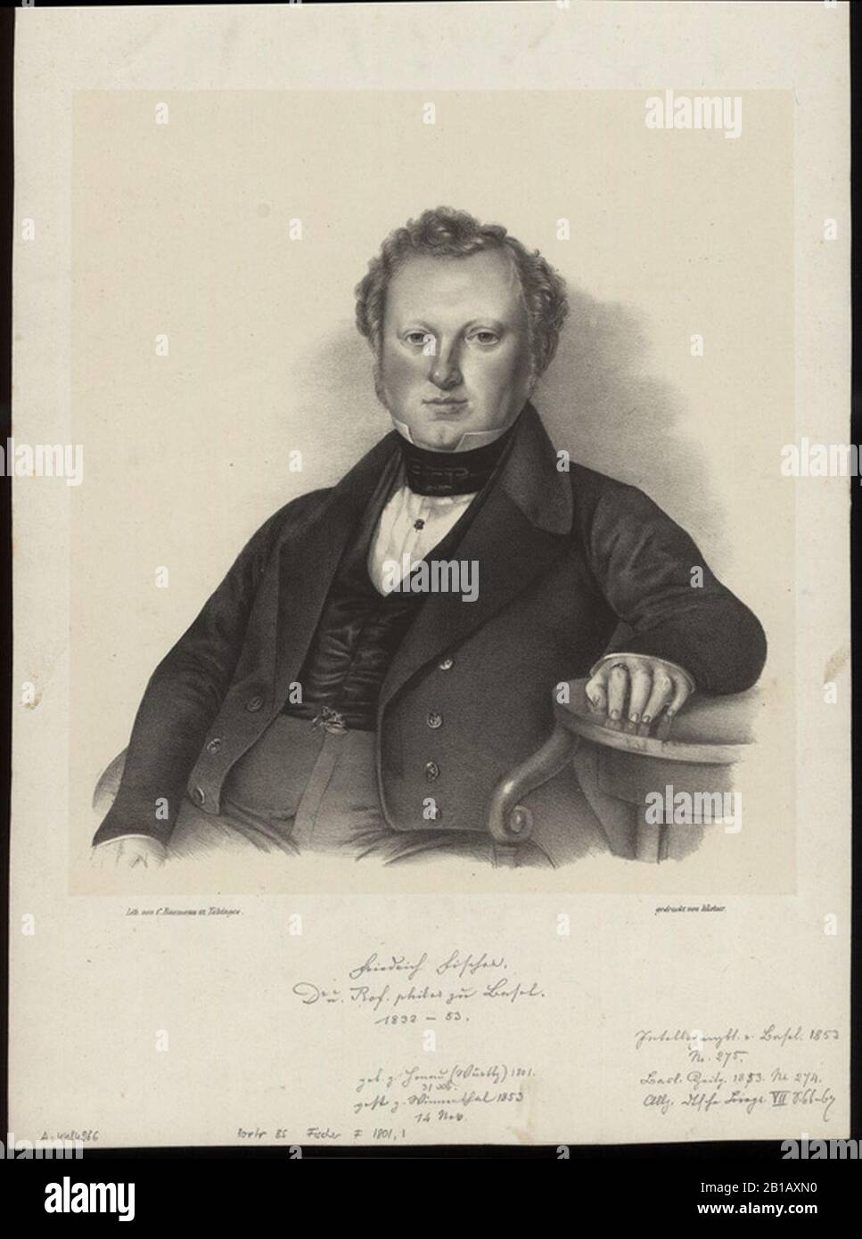 Friedrich Fischer (geb. 31. Dezember 1801 in Honau, gest. 14. November 1853 in Winnenden). Stock Photo