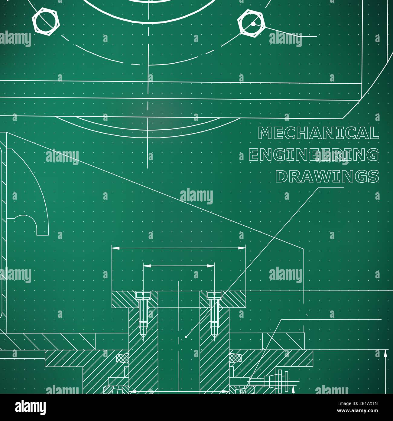 Mechanics. Technical design. Engineering style. Light green background ...