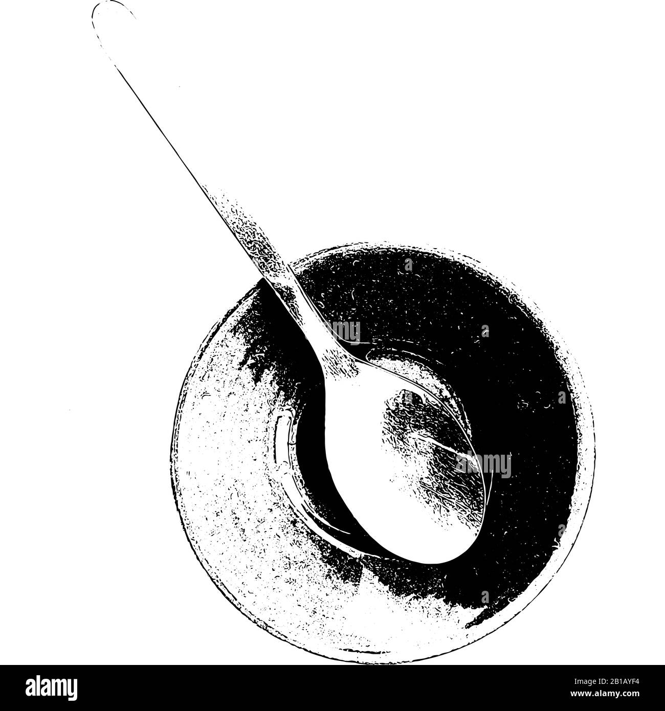 High contrast illustration of a spoon on a white background Stock Photo