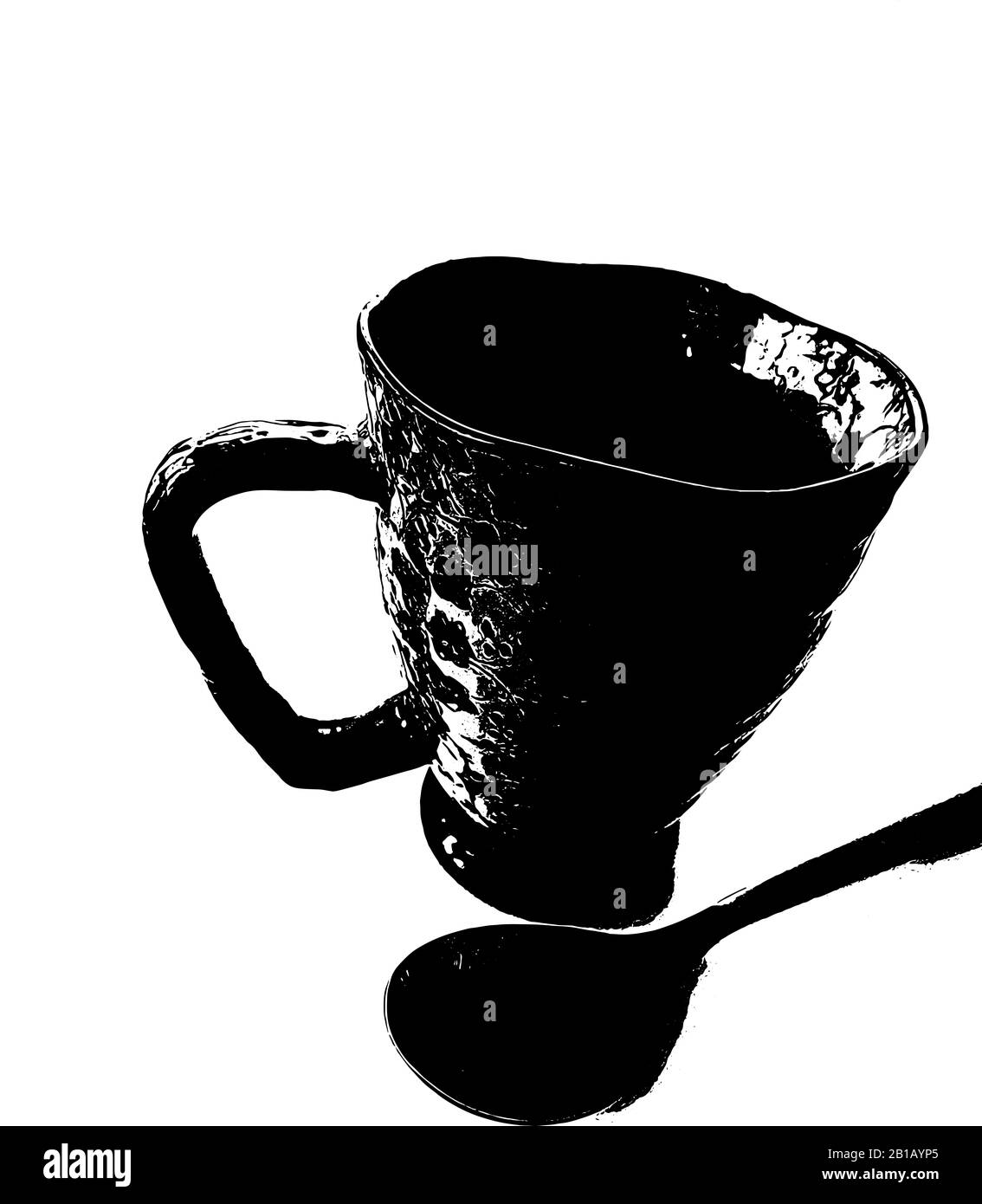 High contrast illustration of a spoon on a white background Stock Photo