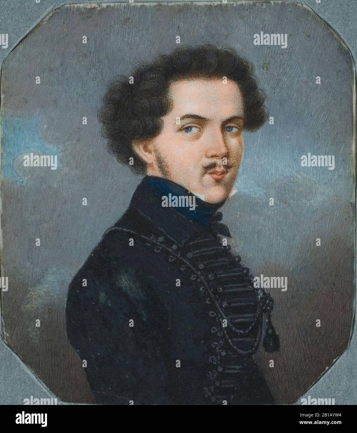 Friedrich Hahn (c. 1805-1881), Self-portrait, c. 1820, Watercolor. Stock Photo