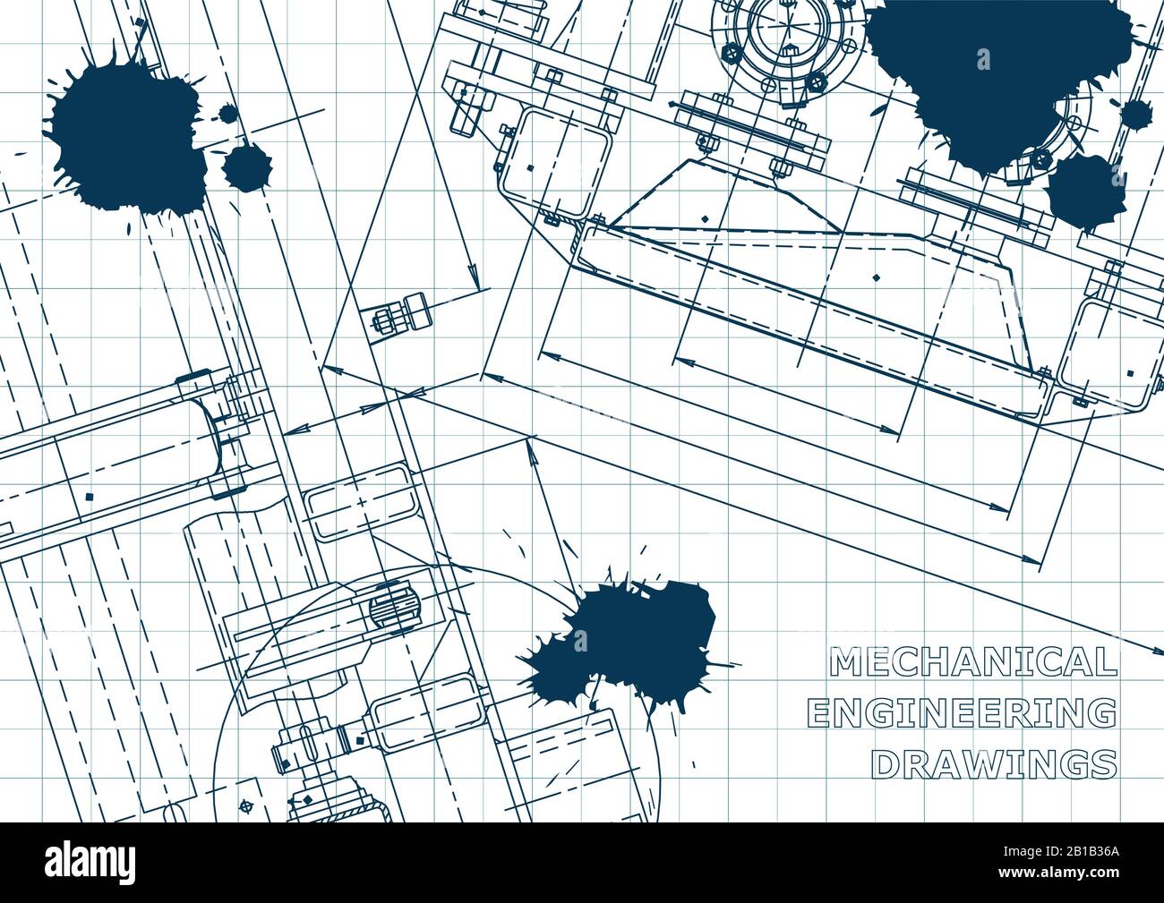 Blueprint. Vector engineering drawings. Mechanical instrument making ...