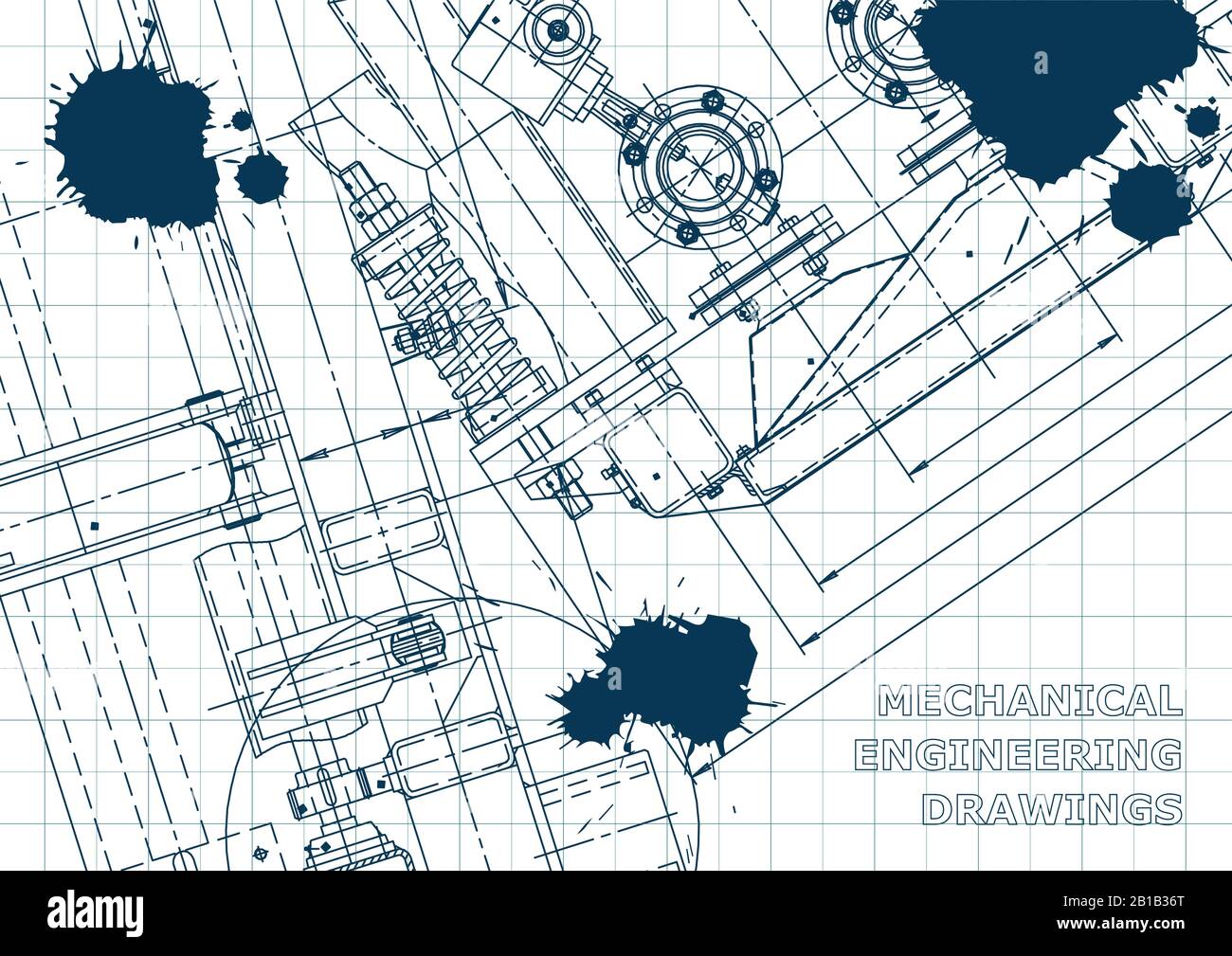 Blueprint. Vector engineering drawings. Mechanical instrument making ...